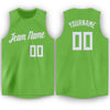 Custom Neon Green White Round Neck Basketball Jersey