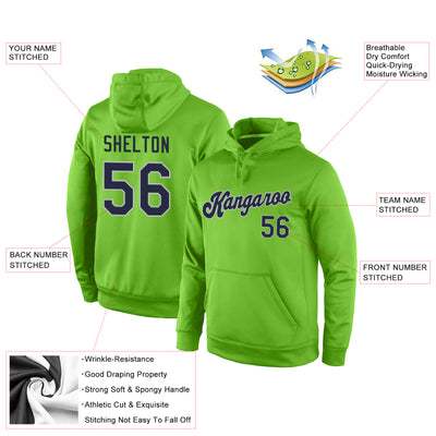 Custom Stitched Neon Green Navy-Gray Sports Pullover Sweatshirt Hoodie