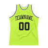Custom Neon Green Black-White Authentic Throwback Basketball Jersey
