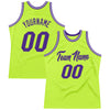 Custom Neon Green Purple-White Authentic Throwback Basketball Jersey