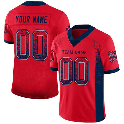 Custom Scarlet Navy-Gray Drift Fashion Football Jersey