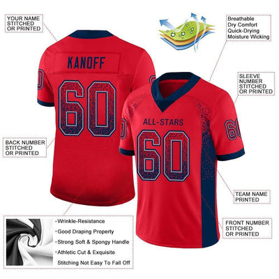 Custom Scarlet Navy-Gray Drift Fashion Football Jersey