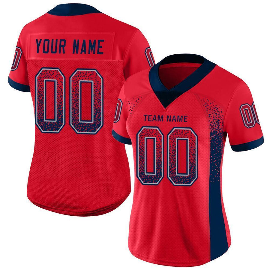 Custom Scarlet Navy-Gray Drift Fashion Football Jersey