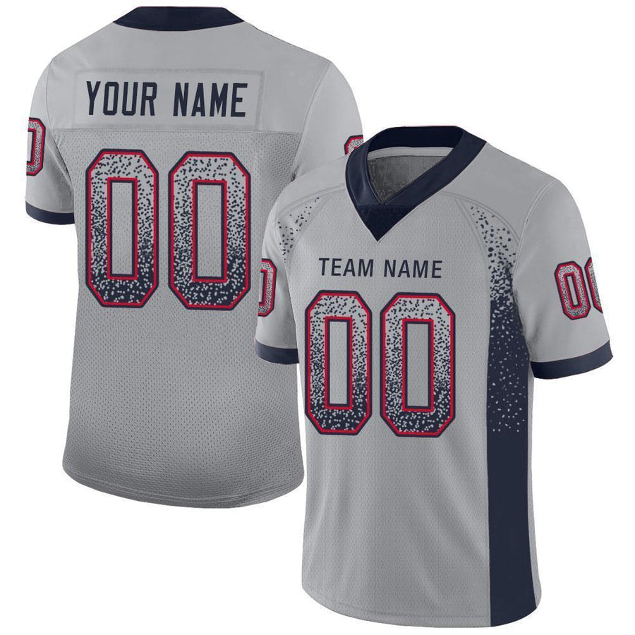 Custom Light Gray Navy-Scarlet Drift Fashion Football Jersey