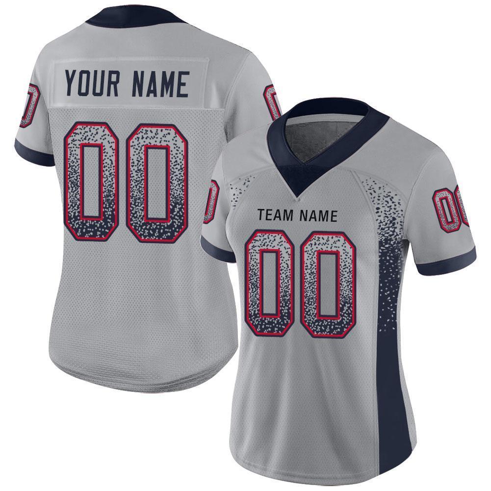 Custom Light Gray Navy-Scarlet Drift Fashion Football Jersey