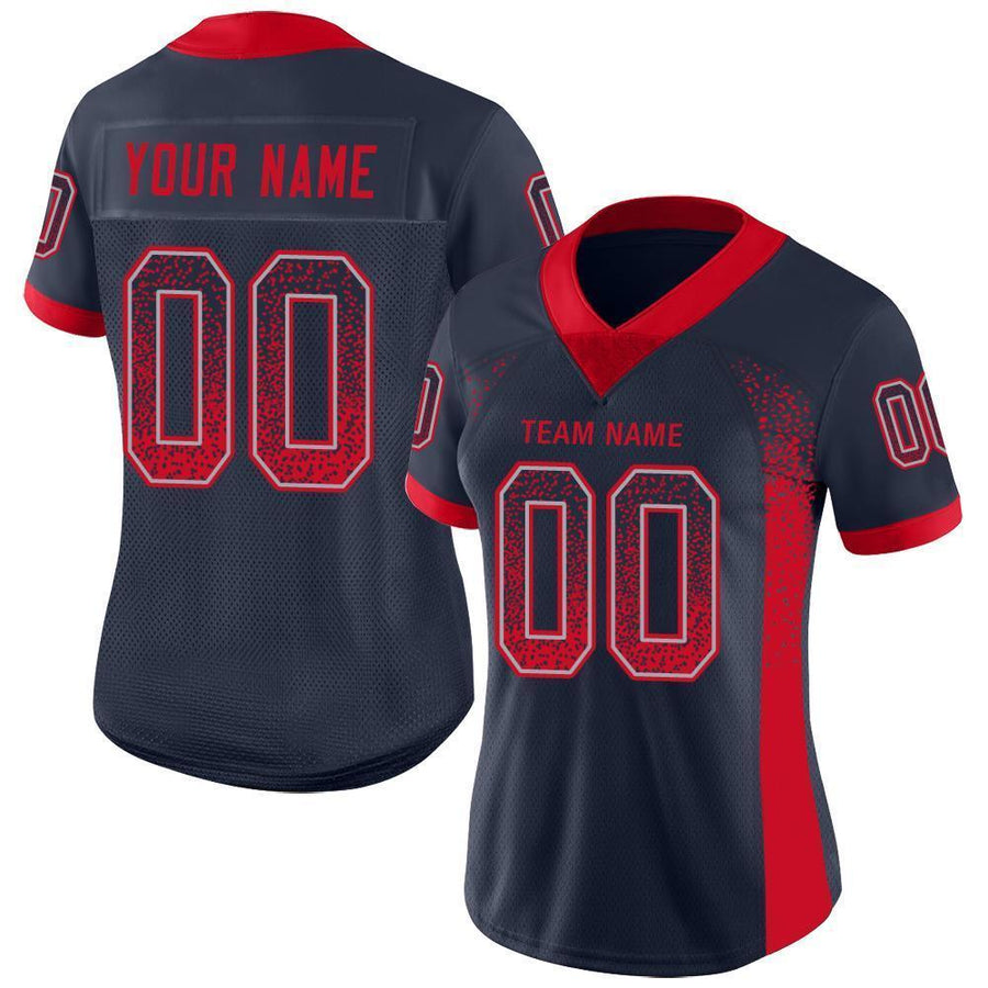 Custom Navy Scarlet-Gray Drift Fashion Football Jersey