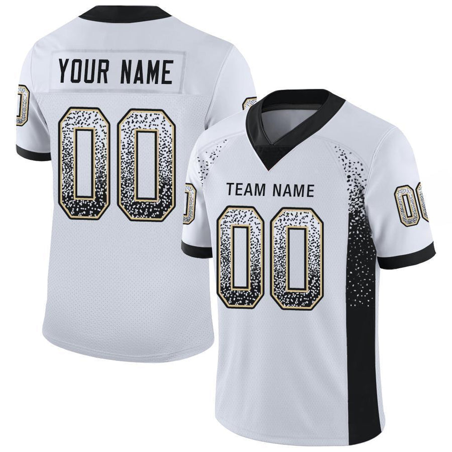 Custom White Black-Vegas Gold Drift Fashion Football Jersey
