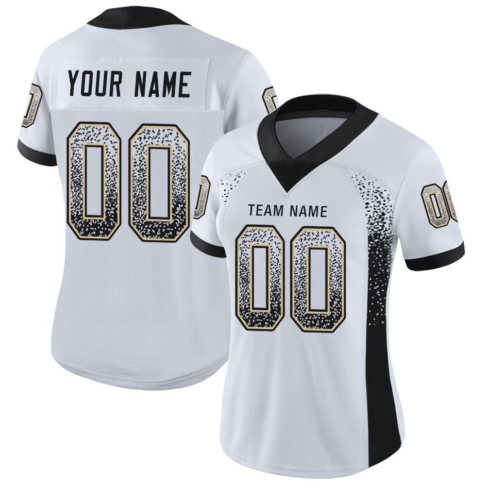 Custom White Black-Vegas Gold Drift Fashion Football Jersey
