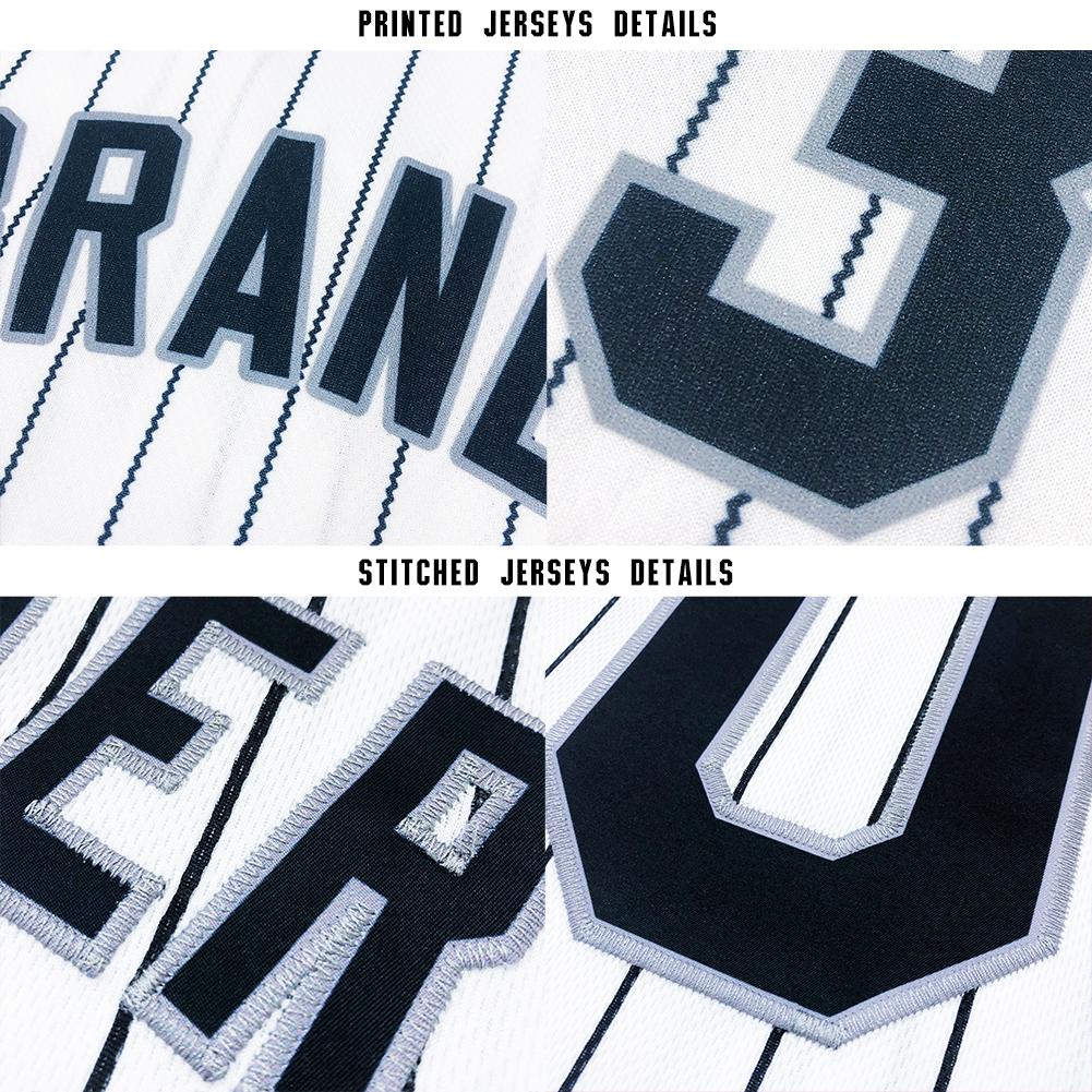 Custom White Royal Pinstripe Royal-Orange Baseball Jersey