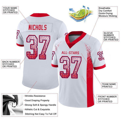 Custom White Scarlet-Royal Drift Fashion Football Jersey