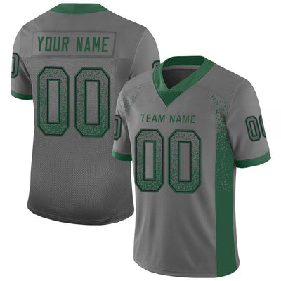 Custom Gray Grass Green-Black Drift Fashion Football Jersey