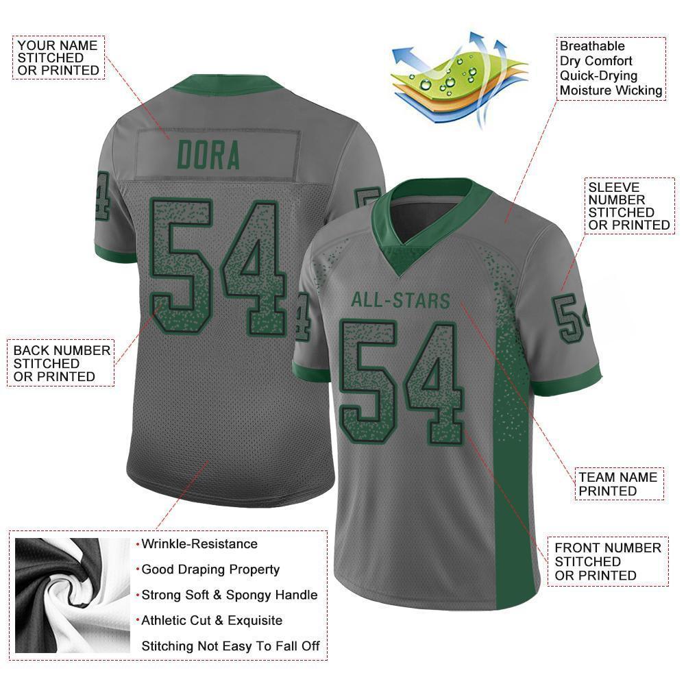 Custom Gray Grass Green-Black Drift Fashion Football Jersey