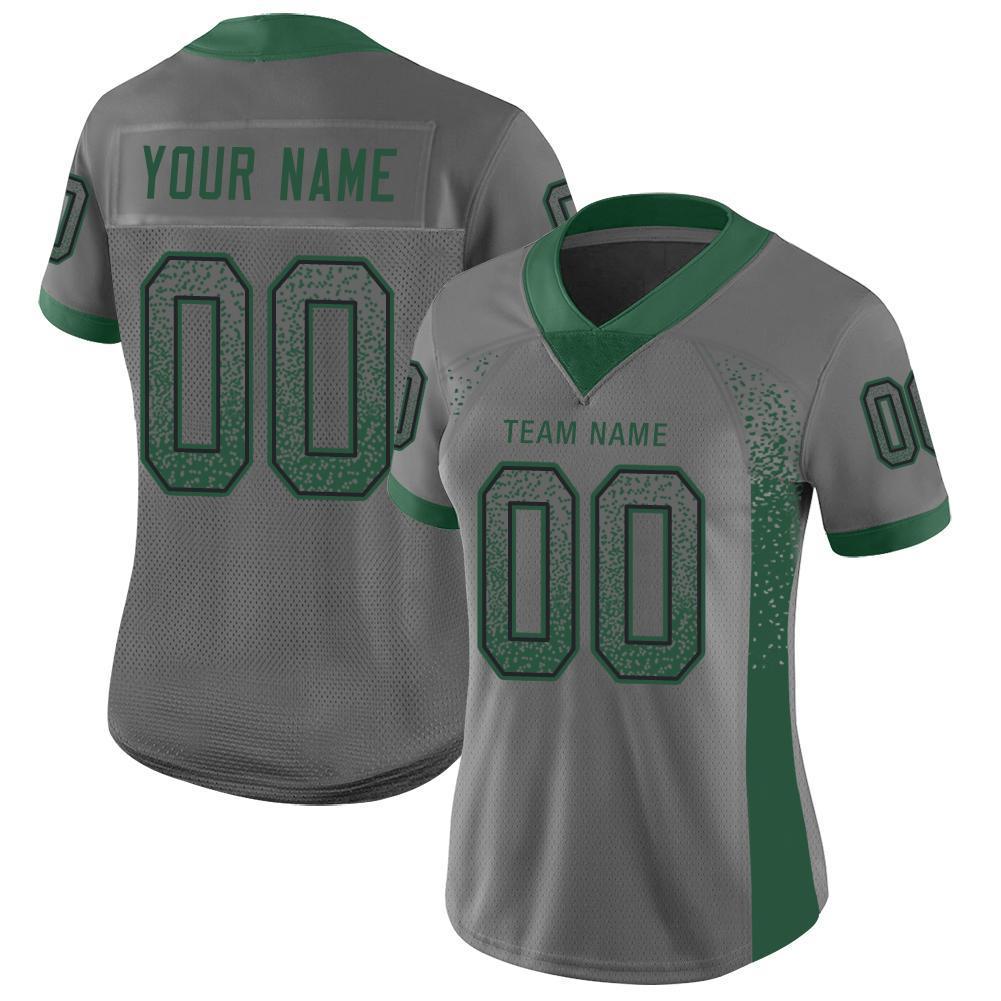Custom Gray Grass Green-Black Drift Fashion Football Jersey