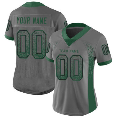 Custom Gray Grass Green-Black Drift Fashion Football Jersey