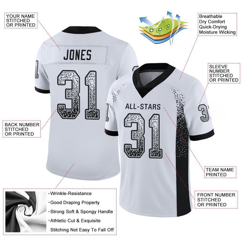 Custom White Black-Silver Drift Fashion Football Jersey