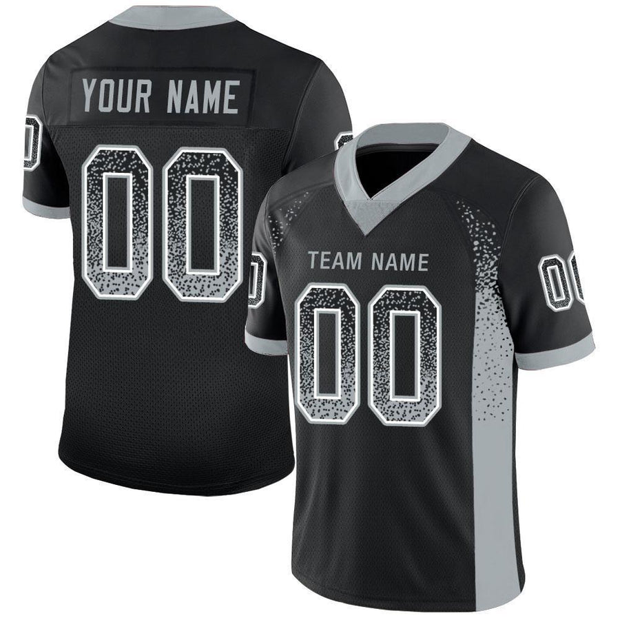 Custom Black Silver-White Drift Fashion Football Jersey