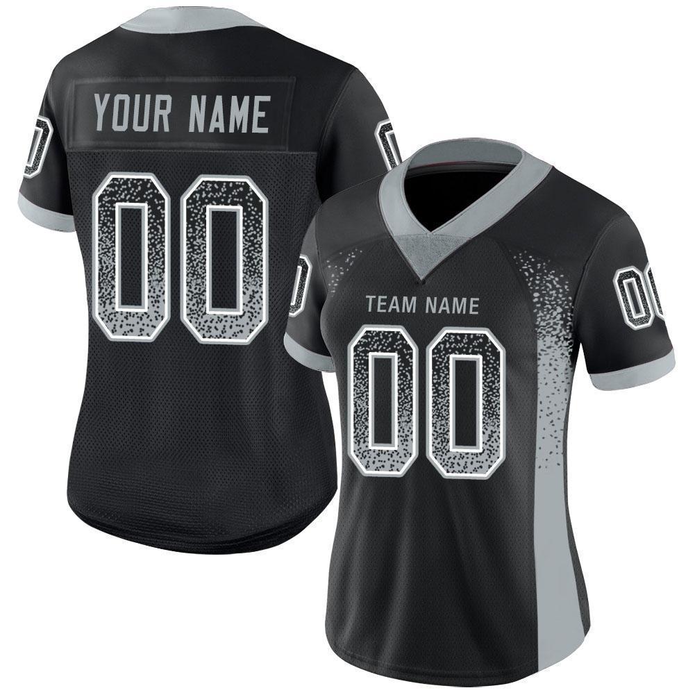 Custom Black Silver-White Drift Fashion Football Jersey