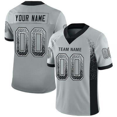 Custom Silver Black-White Drift Fashion Football Jersey