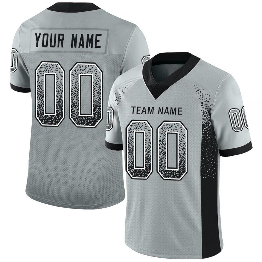 Custom Silver Black-White Drift Fashion Football Jersey
