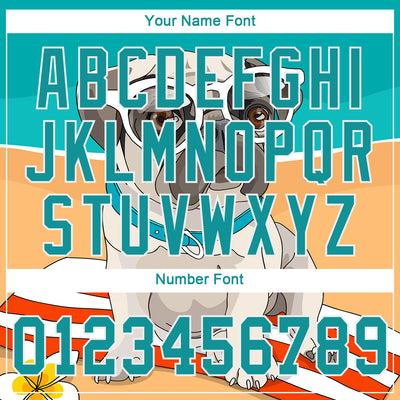 Custom Old Gold Teal-White 3D Pattern Design Puppy Pug Authentic Baseball Jersey