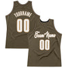 Custom Olive White-Old Gold Authentic Throwback Basketball Jersey