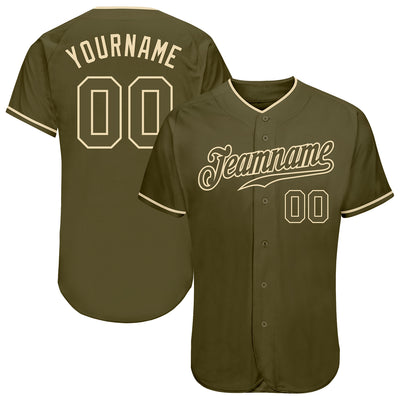 Custom Olive Olive-Cream Authentic Salute To Service Baseball Jersey