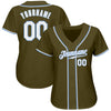 Custom Olive White-Light Blue Authentic Salute To Service Baseball Jersey