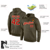 Custom Stitched Olive Red-Cream Sports Pullover Sweatshirt Salute To Service Hoodie