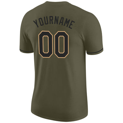 Custom Olive Black-Old Gold Performance Salute To Service T-Shirt
