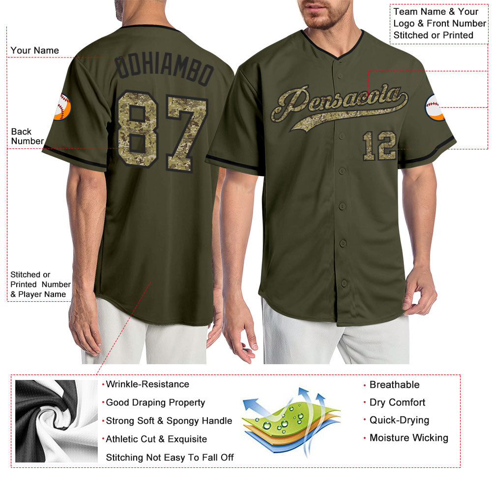 Custom Olive Neon Yellow-Black Authentic Salute To Service Baseball Jersey