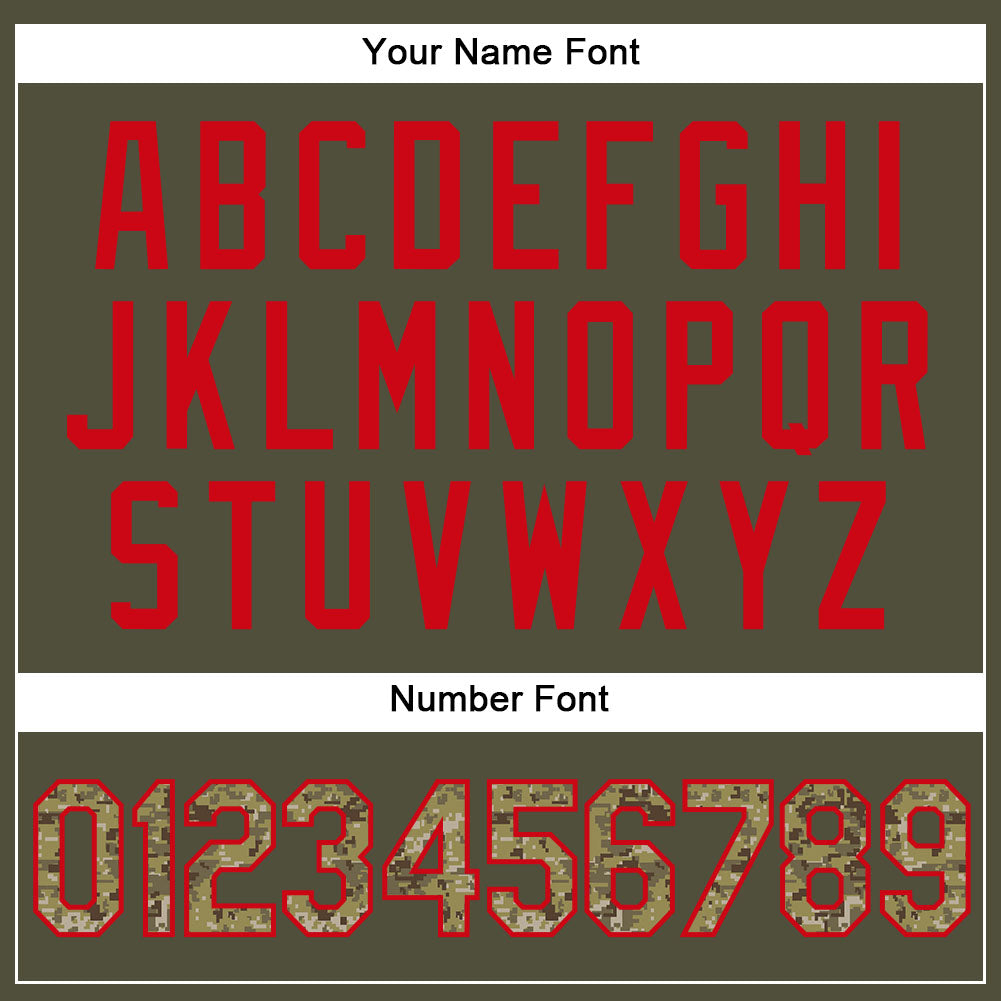 Custom Olive Cmao-Red Authentic Salute To Service Baseball Jersey