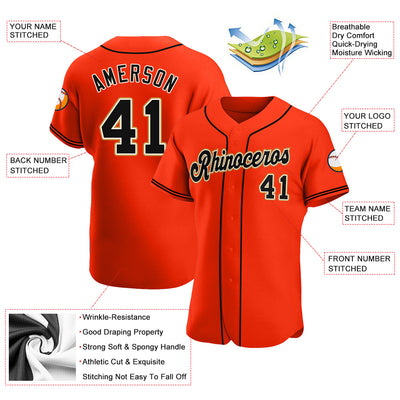Custom Orange Black-Cream Authentic Baseball Jersey