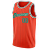 Custom Orange Black Pinstripe Kelly Green-White Authentic Basketball Jersey