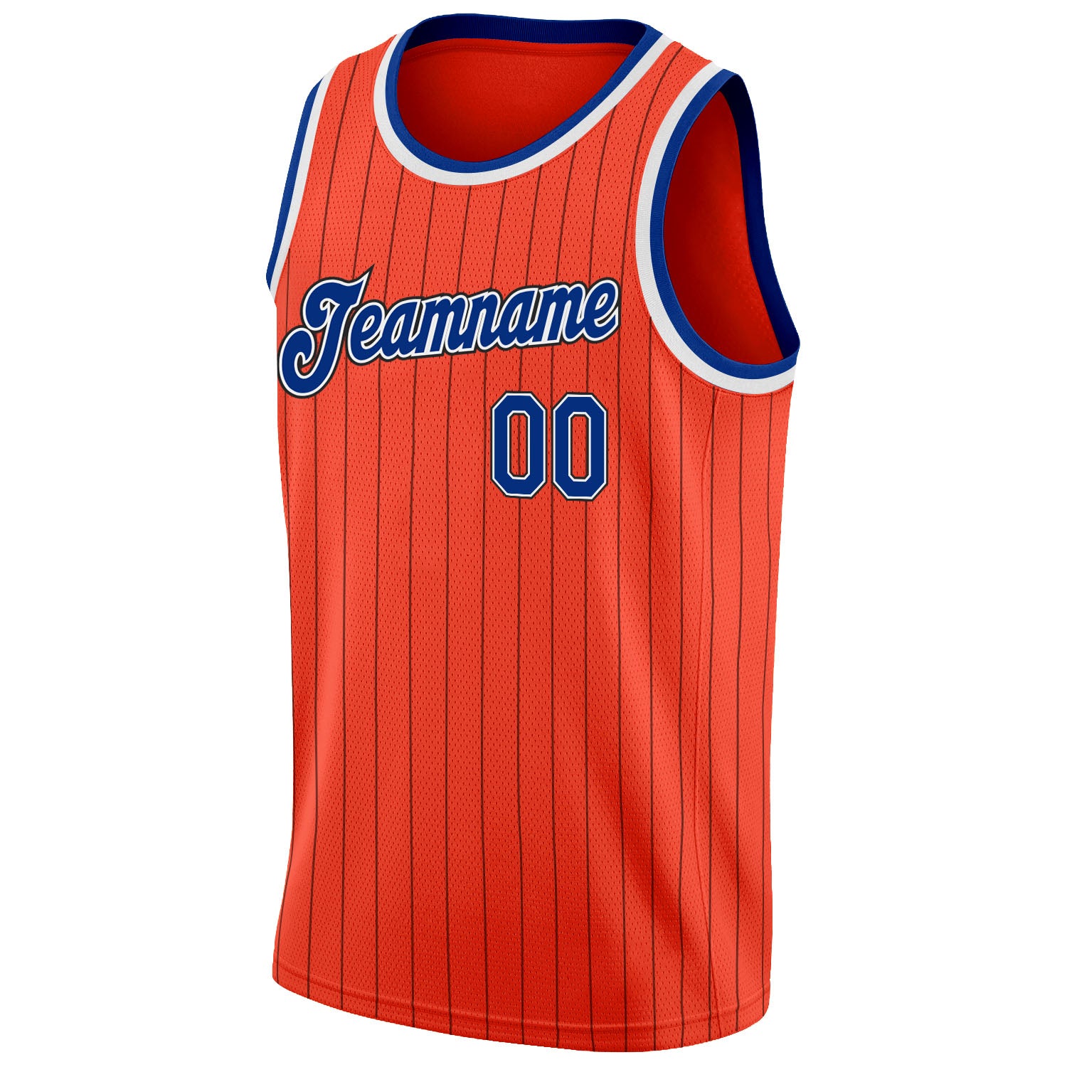 Custom Orange Black Pinstripe Royal-White Authentic Basketball Jersey