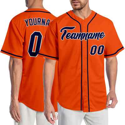 Custom Orange Navy-White Authentic Baseball Jersey