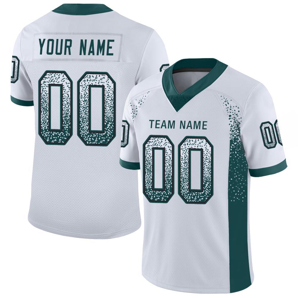 Custom White Midnight Green-Black Drift Fashion Football Jersey
