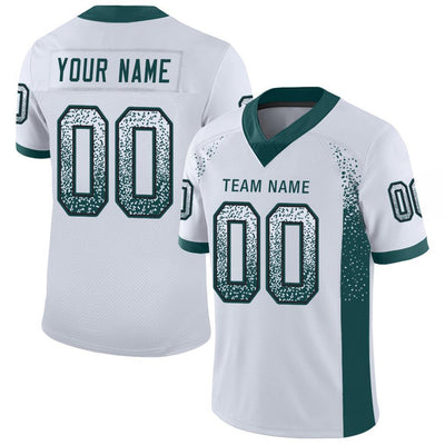 Custom White Midnight Green-Black Drift Fashion Football Jersey