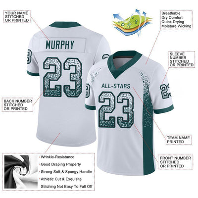 Custom White Midnight Green-Black Drift Fashion Football Jersey