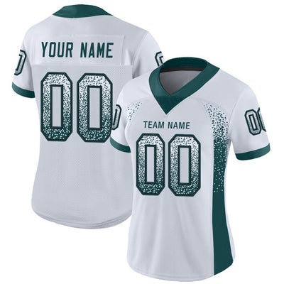 Custom White Midnight Green-Black Drift Fashion Football Jersey