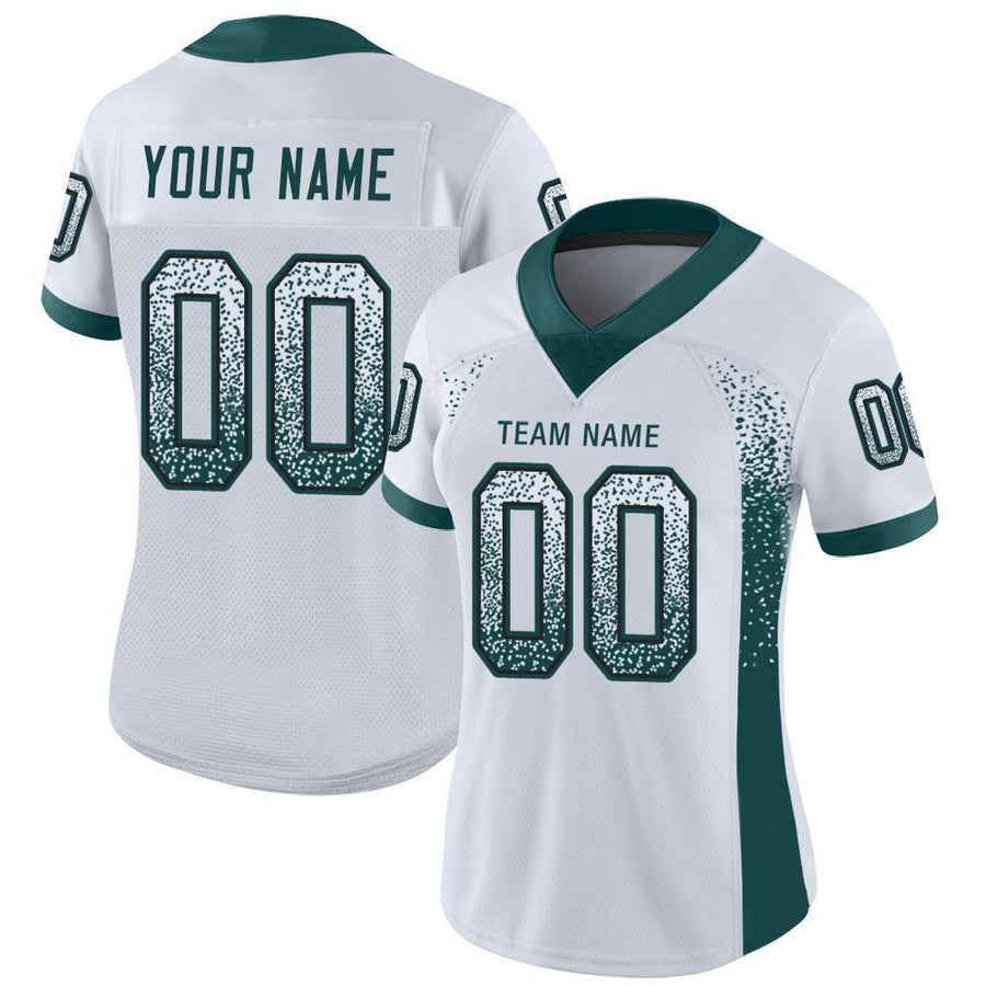 Custom White Midnight Green-Black Drift Fashion Football Jersey