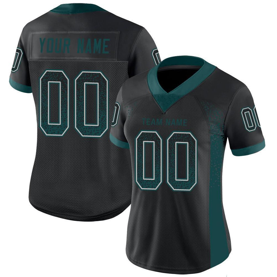 Custom Black Midnight Green-Gray Drift Fashion Football Jersey