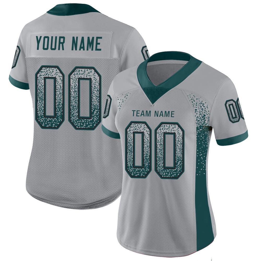 Custom Light Gray Midnight Green-Black Drift Fashion Football Jersey