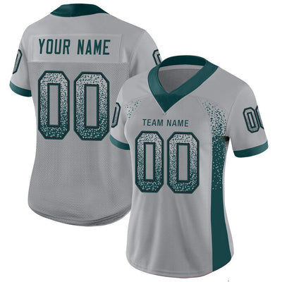 Custom Light Gray Midnight Green-Black Drift Fashion Football Jersey