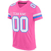 Custom Pink White-Powder Blue Mesh Authentic Football Jersey