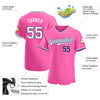 Custom Pink White-Navy Authentic Baseball Jersey