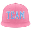 Custom Pink Light Blue-White Stitched Adjustable Snapback Hat