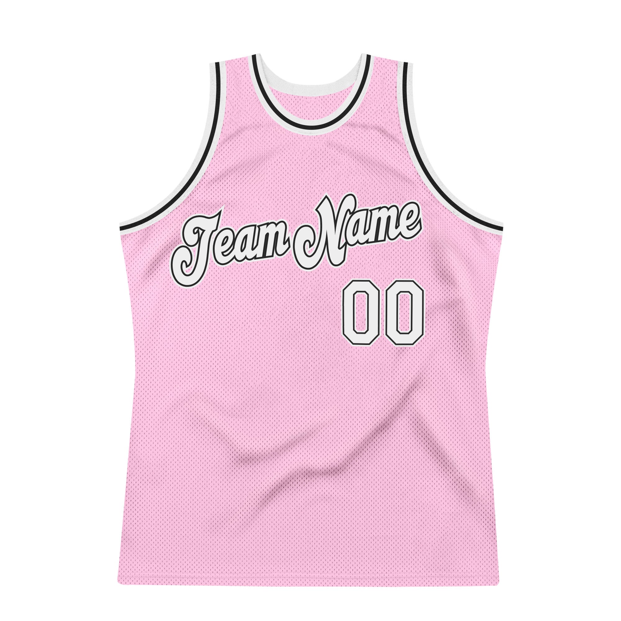 Custom Light Pink White-Black Authentic Throwback Basketball Jersey