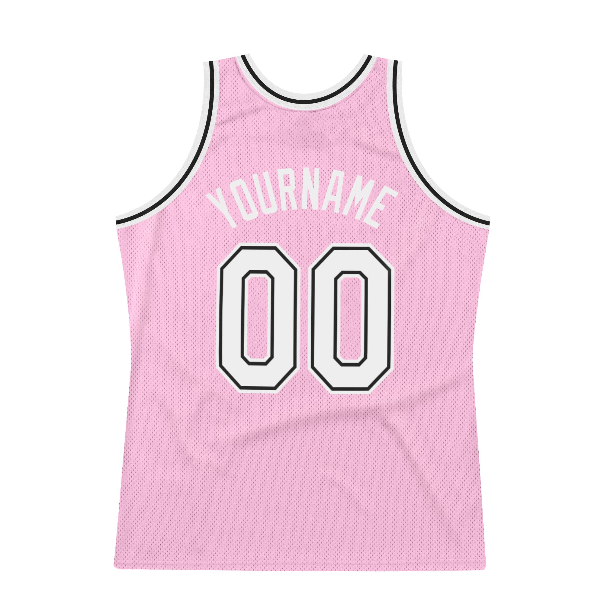 Custom Light Pink White-Black Authentic Throwback Basketball Jersey