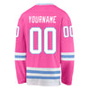 Custom Pink White-Light Blue Hockey Jersey