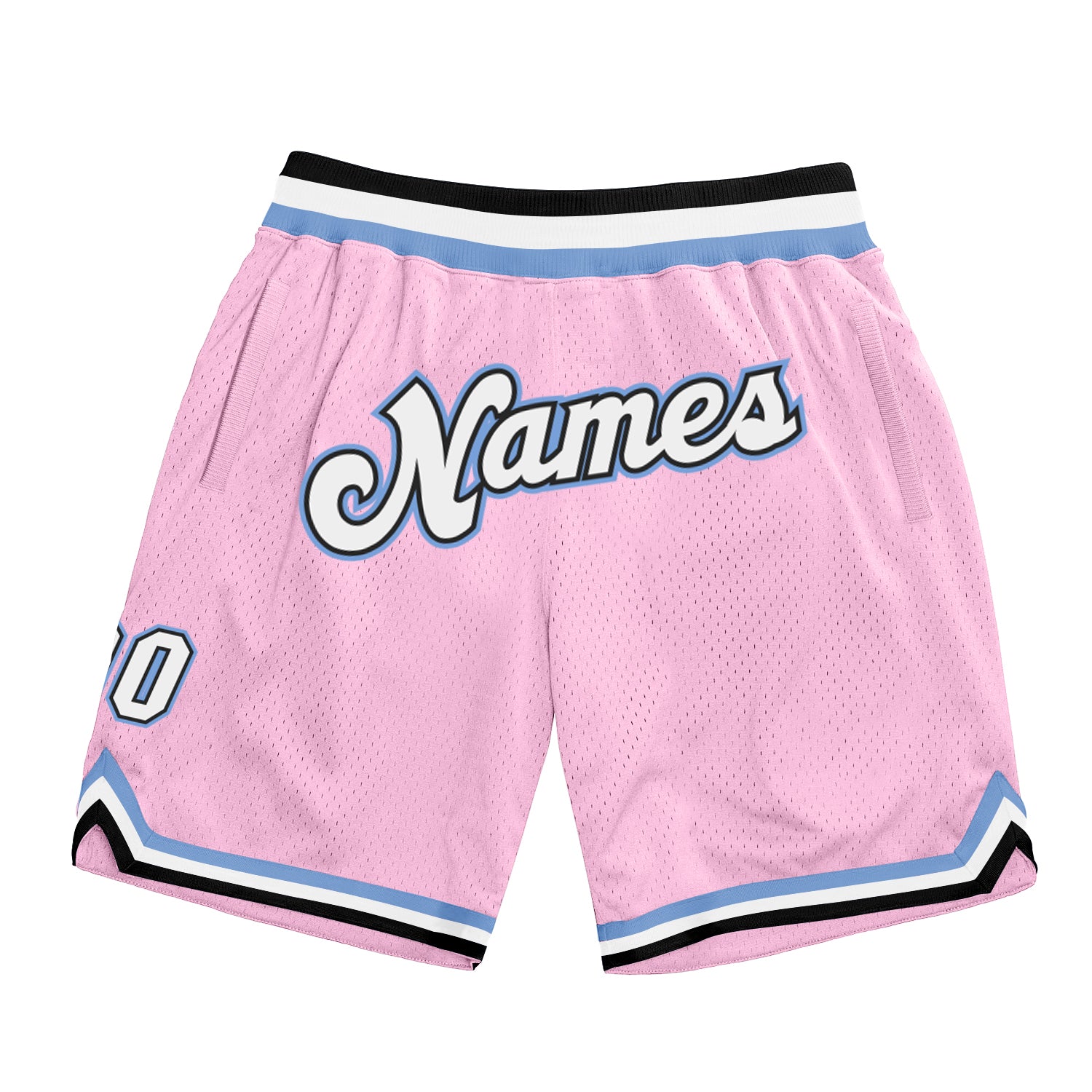 FANSIDEA Custom Pink White Pinstripe White-Light Blue Authentic Basketball Shorts Men's Size:S
